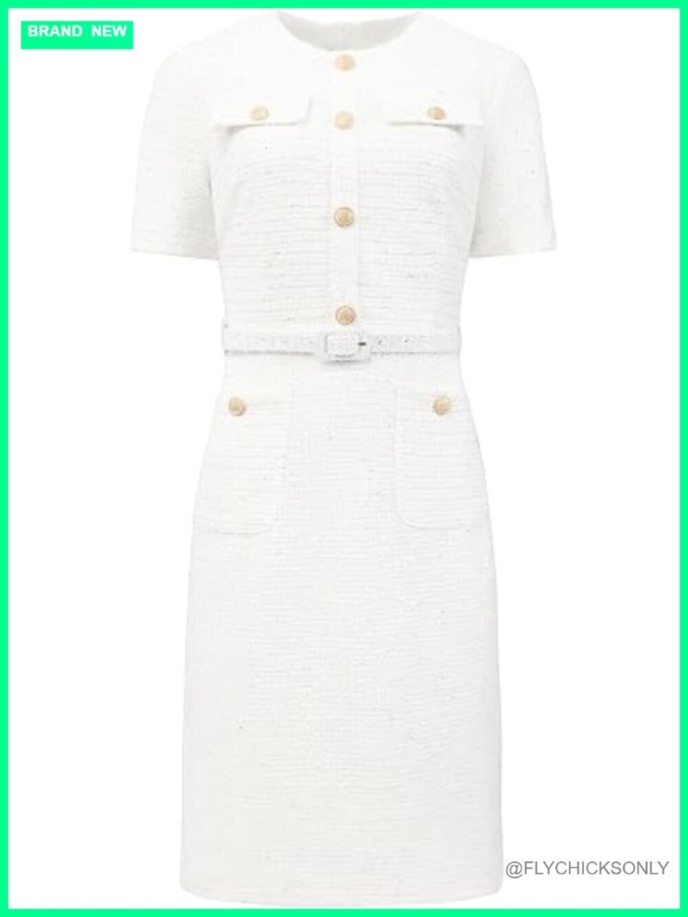 Tweed Sheath Dress with Belted Short Sleeve Pencil Dress Work